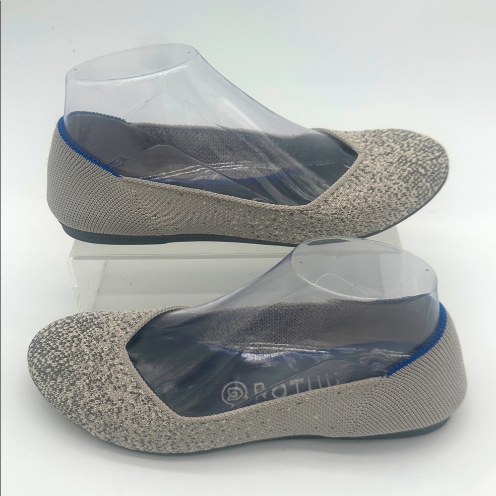 Rothy's Elegant Pearl Metallic Flats Blue Trim Womens Size 7